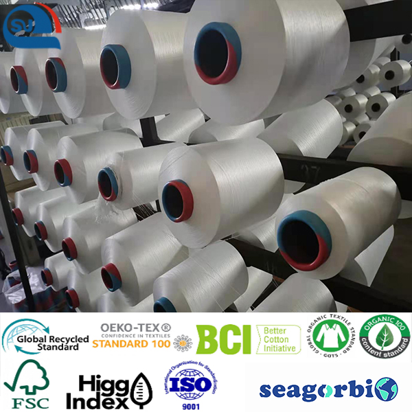 Biodegraded recycled polyester DTY 75d/72f 150d/144f 50d/36f (Oeko-tex100/GRS/Biodegradable/ocean Bound Plastic)