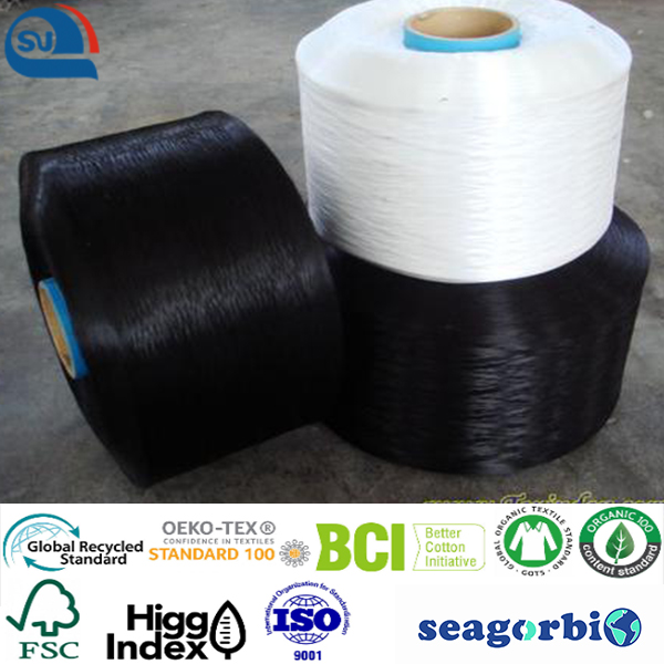 Biodegraded recycled cationic polyester DTY low melt 90 75d/72f 150d/144f 50d/36f (Oeko-tex100/GRS/Biodegradable/ocean Bound Plastic)